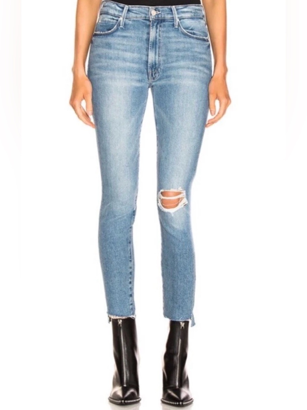 Mother Womens The Stunner Ankle Step Fray Jeans, Size 24
